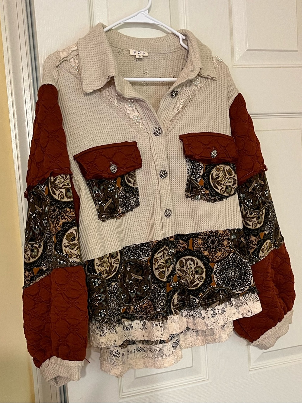 POL Mix N Match A-Line Jacket Oatmeal Brick EUC - Size S